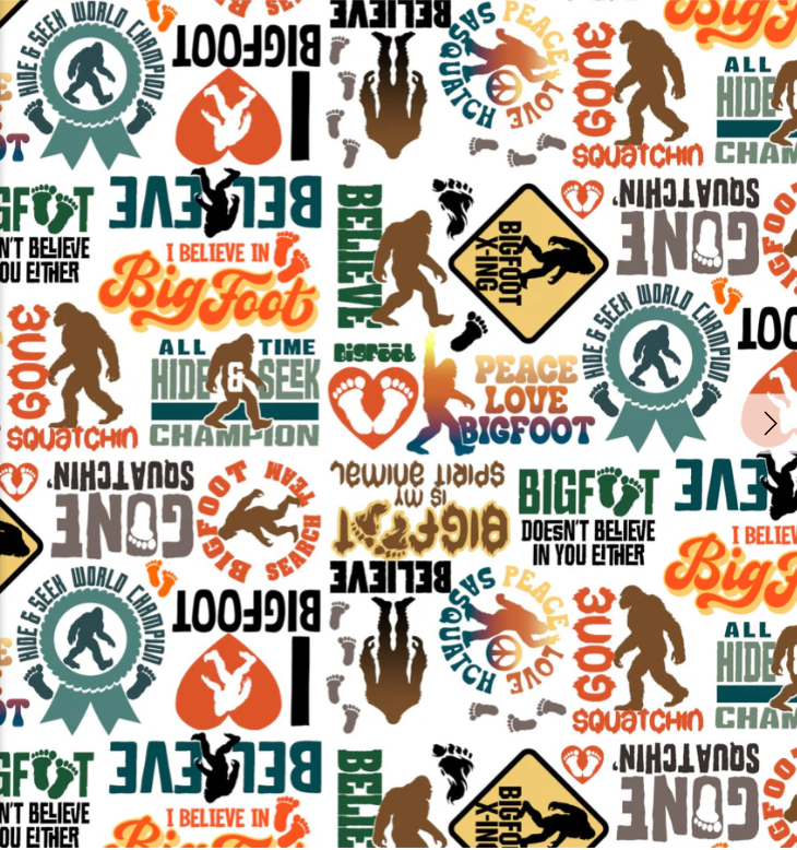 3 Wishes - Legendary Loner - I Believe in Bigfoot - 1/2 YARD CUT