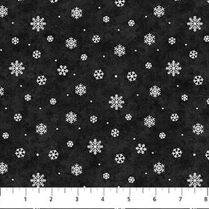 Northcott - Golden Christmas - Snowflakes Black - 1/2 YARD CUT