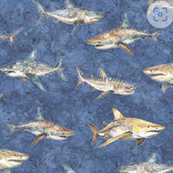 QT Fabrics - Atlantis - Shark Toss Ocean - 1/2 YARD CUT