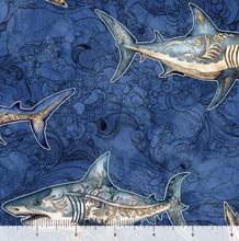 Load image into Gallery viewer, QT Fabrics - Atlantis - Shark Toss Ocean - 1/2 YARD CUT
