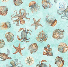 Load image into Gallery viewer, QT Fabrics - Atlantis - Sea Creature Toss Turquoise - 1/2 YARD CUT
