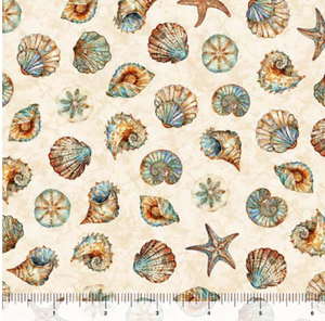 QT Fabrics - Atlantis - Shell Toss Cream - 1/2 YARD CUT