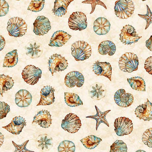 QT Fabrics - Atlantis - Shell Toss Cream - 1/2 YARD CUT