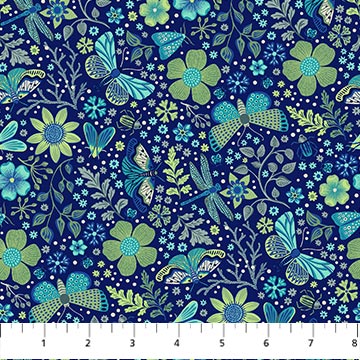 Northcott - Water's Edge Promenade Navy - 1/2 YARD CUT