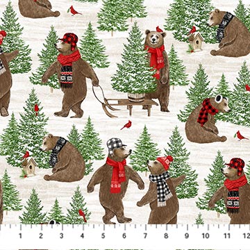 Northcott - Beary Merry Christmas - Forest Bears - 1/2 YARD CUT