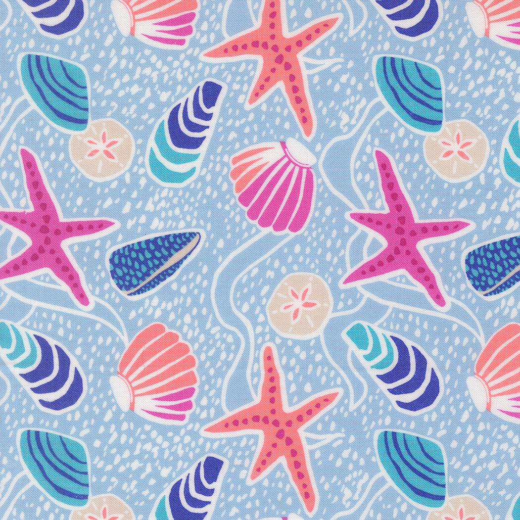 Moda Fabrics - Reef - Sea Shells - 1/2 YARD CUT – Dreaming of the Sea ...