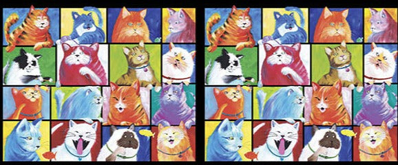 QT Fabrics - Cat Chat - Cat Patches - 17.5