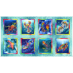 QT Fabrics - The Deep - Sea Creatures Picture Patches - Panel