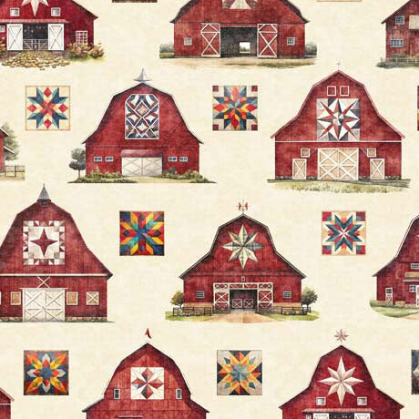 QT Fabrics - Heartland - Barns Cream - 1/2 YARD CUT