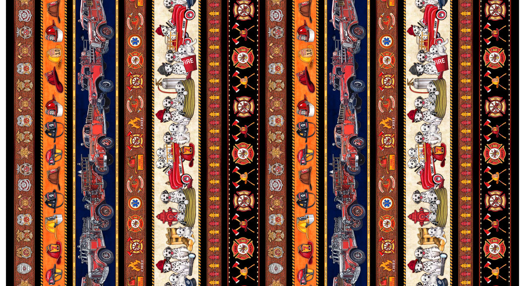 QT Fabrics - American Heroes Firefighter - Decorative Stripe - 1/2 YARD CUT