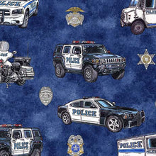 Load image into Gallery viewer, QT Fabrics - American Heroes Police - Police Cars - 1/2 YARD CUT
