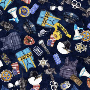 QT Fabrics - American Heroes Police - Everything Police - 1/2 YARD CUT