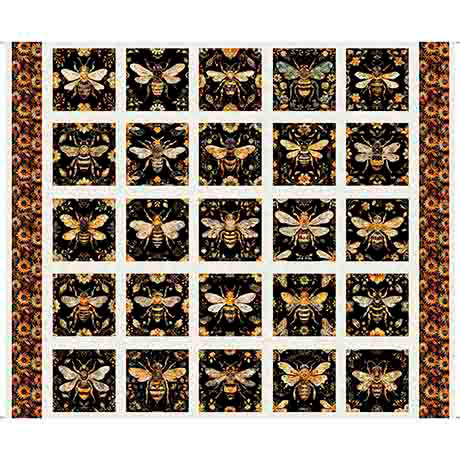 QT Fabrics - All the Buzz - Bee Picture Patches Panel