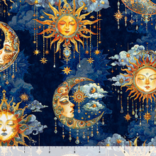 Load image into Gallery viewer, QT Fabrics - Bohemian Sunrise - Celestial Sky Midnight - 1/2 YARD CUT
