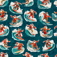 Load image into Gallery viewer, QT Fabrics - Gotta Have It - Surfing Santas Teal - 1/2 YARD CUT
