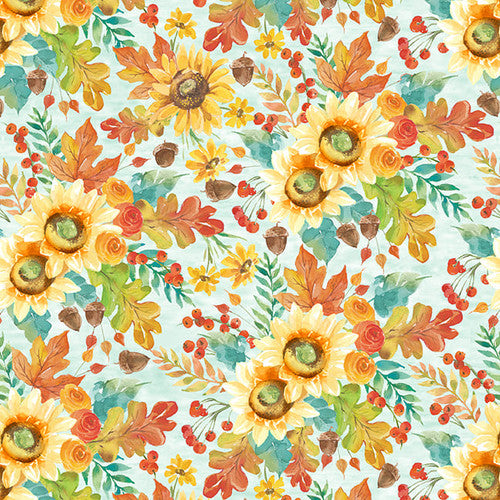 Blank Quilting - Autumn Blessings - Autumn Flowers - 1/2 YARD CUT