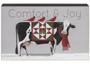 Comfort & Joy Patchwork Cow Sign