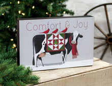 Load image into Gallery viewer, Comfort &amp; Joy Patchwork Cow Sign
