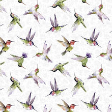 Load image into Gallery viewer, Wilmington Prints - Hummingbird Floral - White Hummingbird Toss - 1/2 YARD CUT
