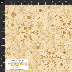 End of Bolt - We Love Christmas - Beige/Gold Snowflakes - 14"