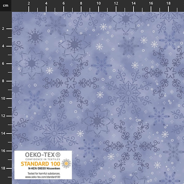 Stof - We Love Christmas - Light Blue/Silver Snowflakes - 1/2 YARD CUT