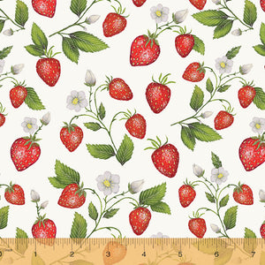 Windham Fabrics - Just Fruit White Strawberries - 1/2 YARD CUT