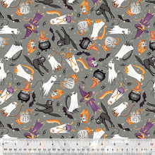 Load image into Gallery viewer, Windham Fabrics - Scaredy Cats - Grey Trick or Treat - 1/2 YARD CUT
