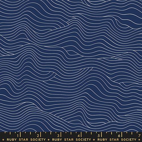 Ruby Star Society - Water - Wavelength Navy - 1/2 YARD CUT