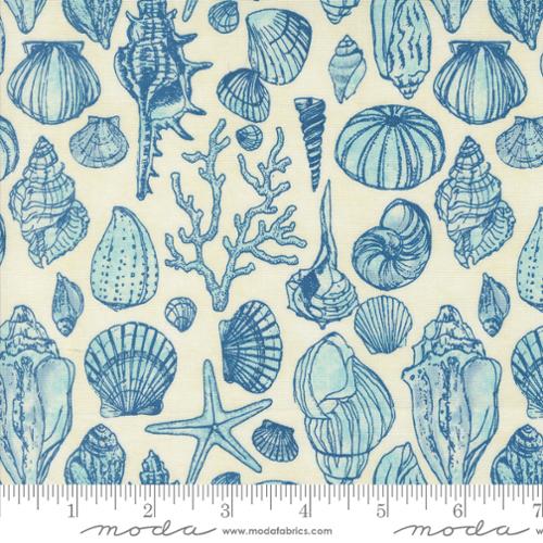 Moda Fabrics - Serena Shores - Sketchy Shells Cloud - 1/2 YARD CUT