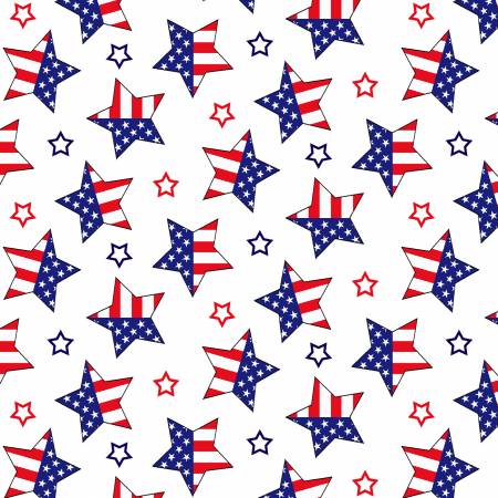 Studio E - Paws for America - Patriotic Tossed Stars - 1/2 YARD CUT