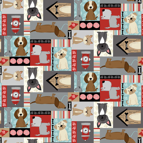 Studio E - Paw-sitively Awesome - Dogs Patchwork - 1/2 YARD CUT