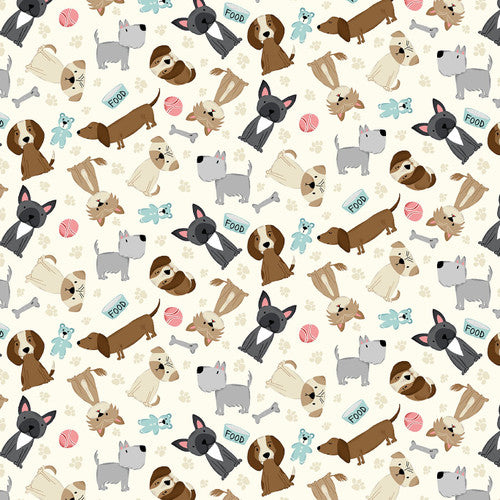 Studio E - Paw-sitively Awesome - Tossed Dogs - 1/2 YARD CUT