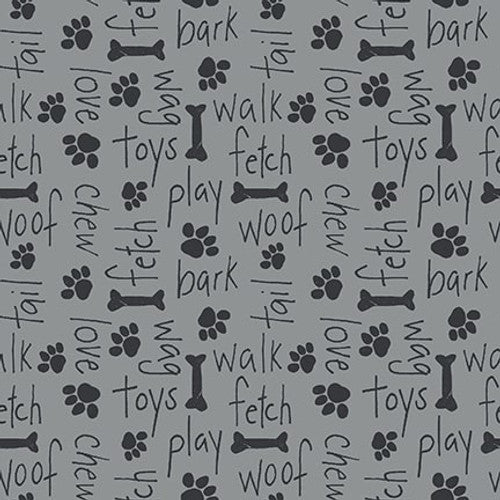 Studio E - Paw-sitively Awesome - Words and Bones Allover - 1/2 YARD CUT