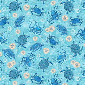 Studio E - M'Ocean - Tossed Ocean Motifs - 1/2 YARD CUT