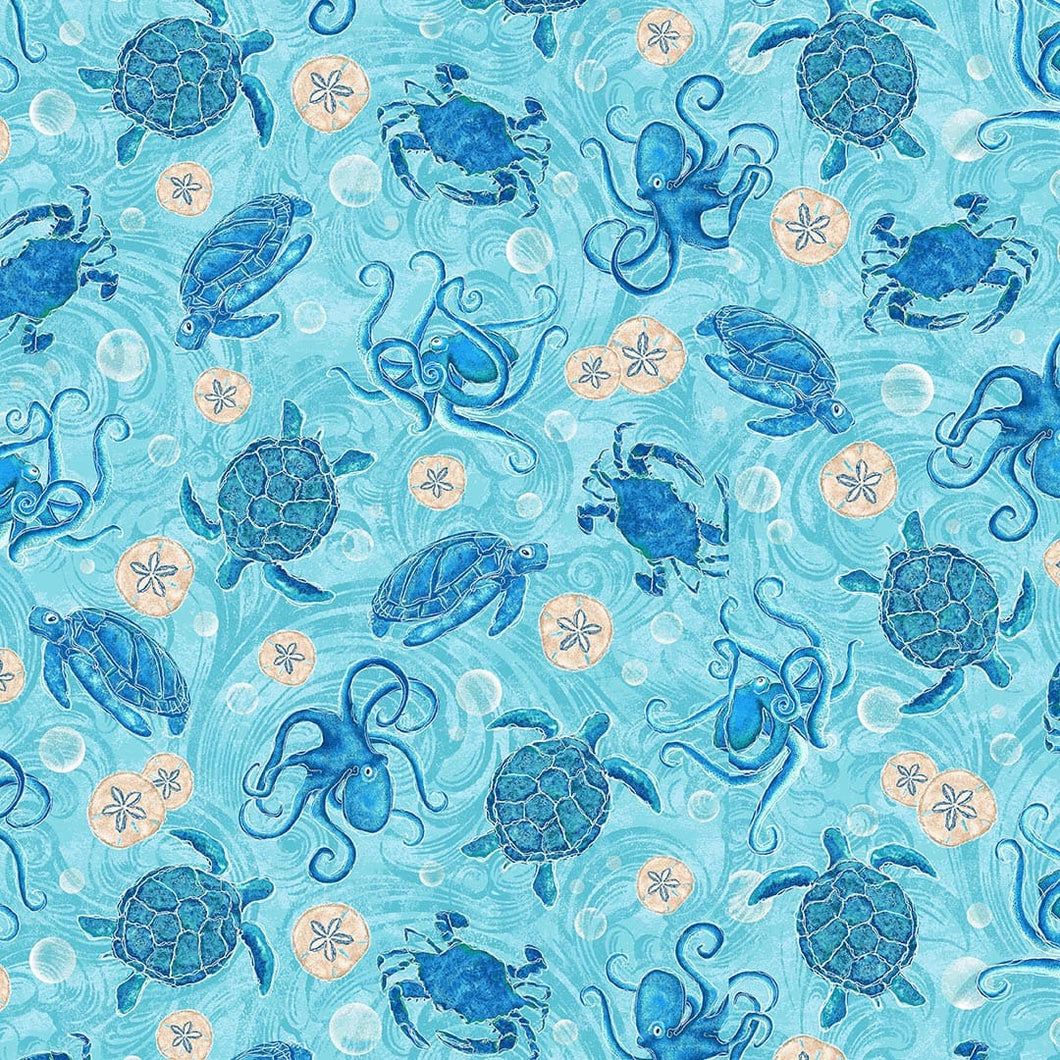 Studio E - M'Ocean - Tossed Ocean Motifs - 1/2 YARD CUT