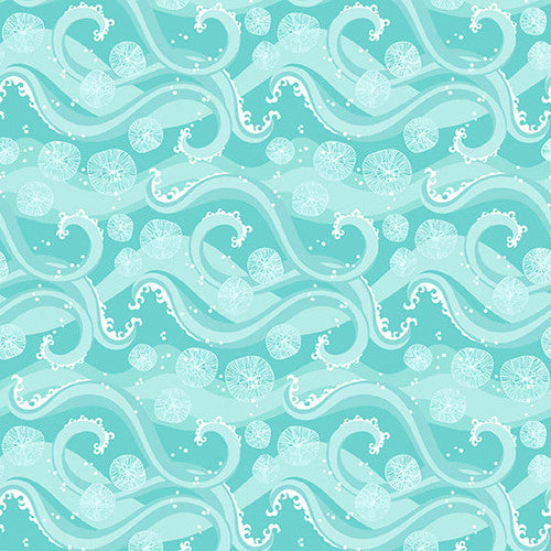 Studio E - Mermaid Tails - Waves Light Blue - 1/2 YARD CUT