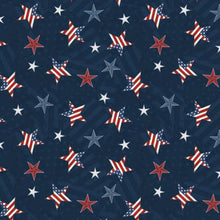 Load image into Gallery viewer, Wilmington Prints - Hearts Anthem - Blue Star Toss - 1/2 YARD CUT
