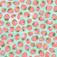 Load image into Gallery viewer, Robert Kaufman - Strawberry Season - Strawberries Seafoam - 1/2 YARD CUT

