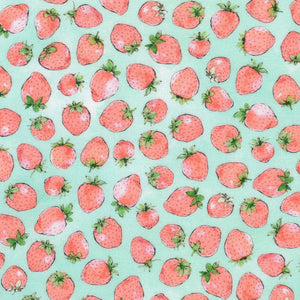 Robert Kaufman - Strawberry Season - Strawberries Seafoam - 1/2 YARD CUT