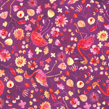 Load image into Gallery viewer, Robert Kaufman - Flora &amp; Fun - Flamingo Aubergine - 1/2 YARD CUT
