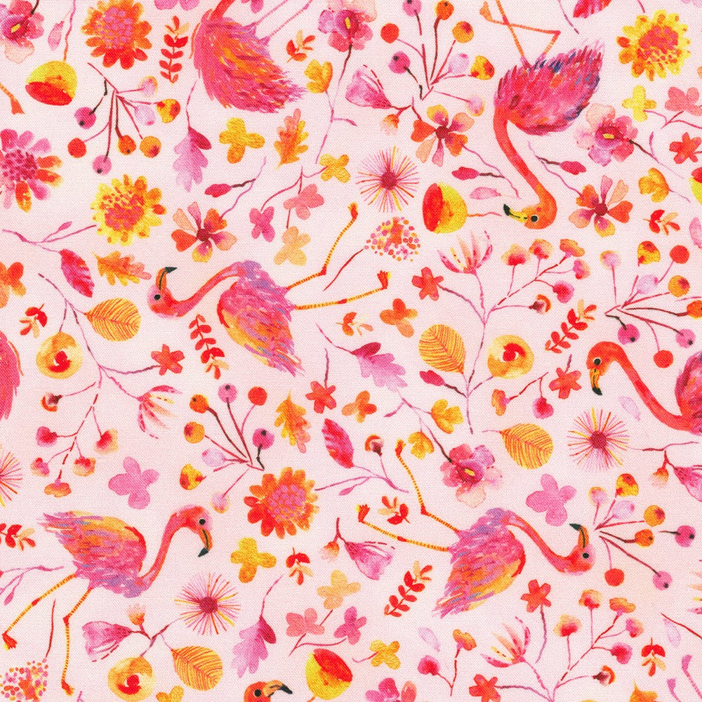 Robert Kaufman - Flora & Fun - Flamingo Pink Nectar - 1/2 YARD CUT