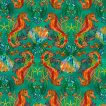 Load image into Gallery viewer, Robert Kaufman - Oceanica - Seahorse Teal - 1/2 YARD CUT
