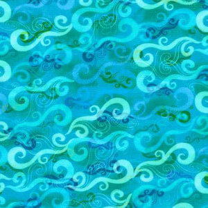 Robert Kaufman - Oceanica - Waves Ocean - 1/2 YARD CUT