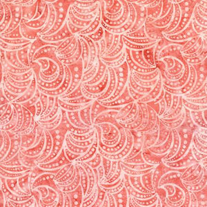 Timeless Treasures - Tonga Batik Coral Swirls Shapes and Dots - Coral - 1/2 YARD CUT