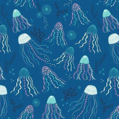 Dashwood Studio - Into the Blue Jellyfish - 1/2 YARD CUT