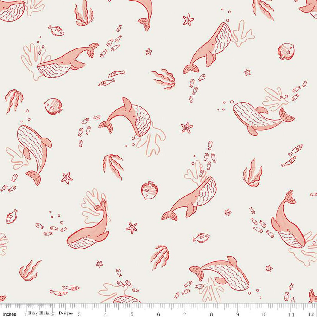 Riley Blake - Lost at Sea - Whales - 1/2 YARD CUT