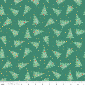 Riley Blake - Holiday Cheer - Trees Green - 1/2 YARD CUT