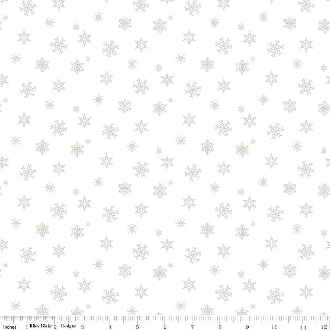 Riley Blake - Christmas Wishes - Snowflakes White-on-White - 1/2 YARD CUT