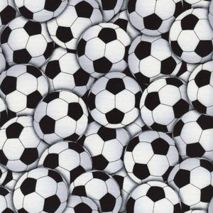 Timeless Treasures - Cheer Squad - Packed Soccer Balls - 1/2 YARD CUT