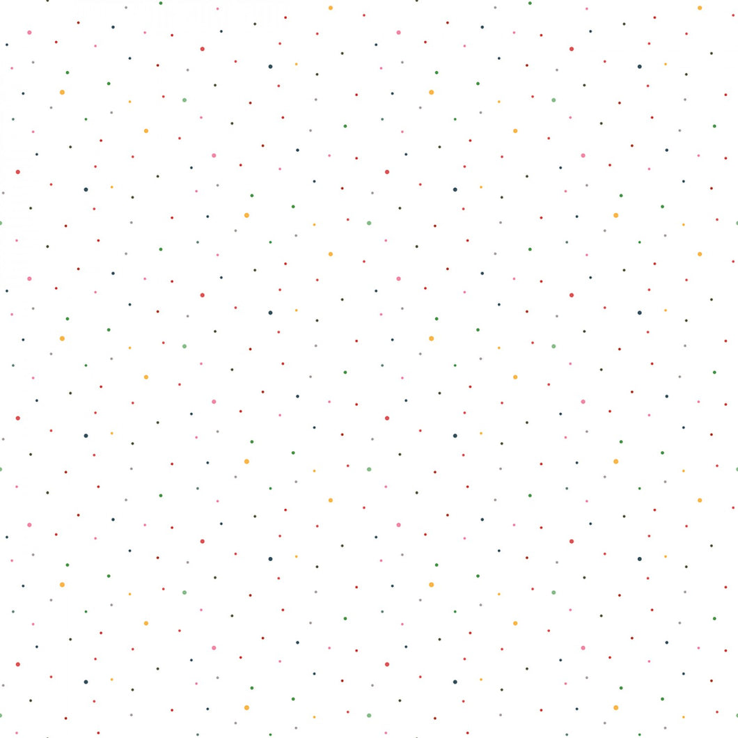 Riley Blake - Dapple Dot on White Rainbow - 1/2 YARD CUT